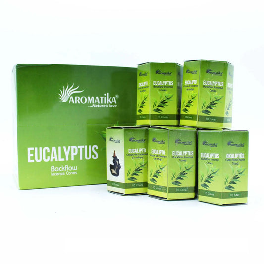 Pack of 10 Masala Backflow Incense - Eucalyptus by Ninja Aromatherapy incense cones for aromatherapy.