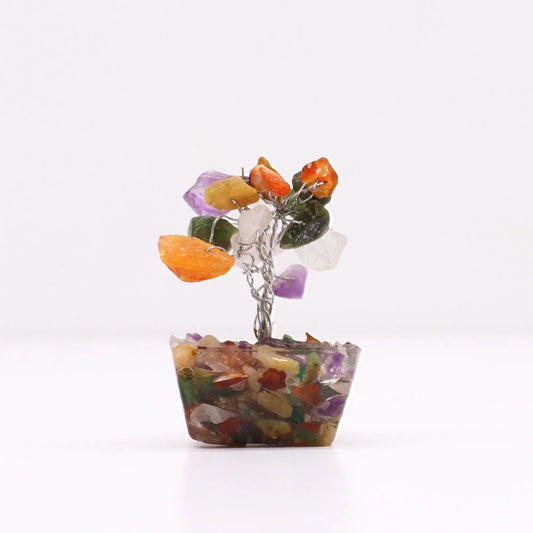 Mini Gemstone Tree on Orgonite Base - Multi Stones (15 stones) Ninja Aromatherapy