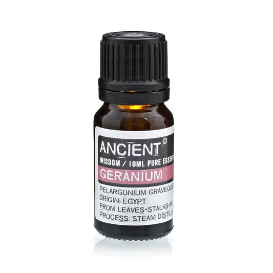 Geranium Essential Oil 10ml Amber Glass Bottle with Built-In Drop Reducer – Balancing, Uplifting and Skincare Support