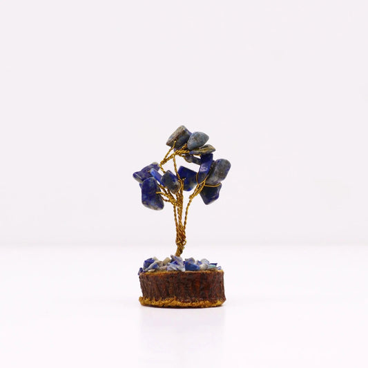 Mini Gemstone Tree On Wood Base - Sodalite (15 stones) Ninja Aromatherapy