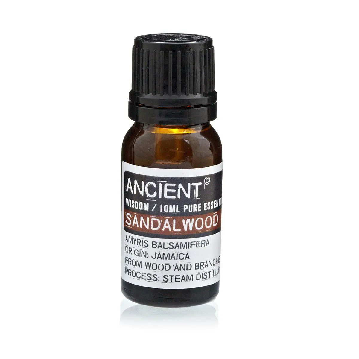 Sandalwood Amyris Essential Oil 10ml Amber Glass Bottle with Built-In Drop Reducer – Calming, Healing and Aromatherapy