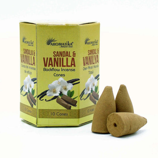 Pack of 10 Masala Backflow Incense - Sandalwood & Vanilla Ninja Aromatherapy