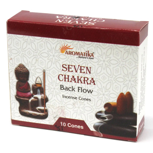 Aromatica Backflow Incense Cones - 7 Charkras by Ninja Aromatherapy incense cones for aromatherapy.