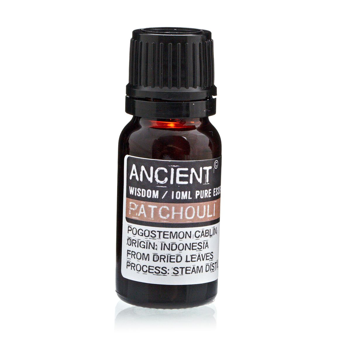 Patchouli Essential Oil 10ml Amber Glass Bottle with Built-In Drop Reducer – Earthy, Calming and Skin-Healing Properties