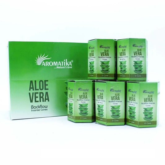 Pack of 10 Masala Backflow Incense - Aloe Vera by Ninja Aromatherapy incense cones for aromatherapy.