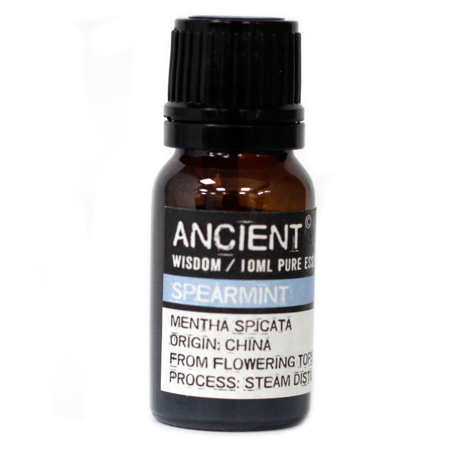 Spearmint Essential Oil 10ml Amber Glass Bottle with Built-In Drop Reducer – Refreshing, Energizing and Aromatherapy Grade