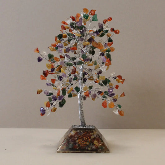 Gemstone Tree with Organite Base - 320 Stone - Multi gemstone tree handmade in India for home decor and healing.