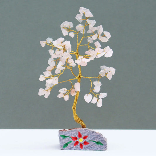 Rose Quartz - 80 Stone gemstone tree handmade in India for home decor and healing.