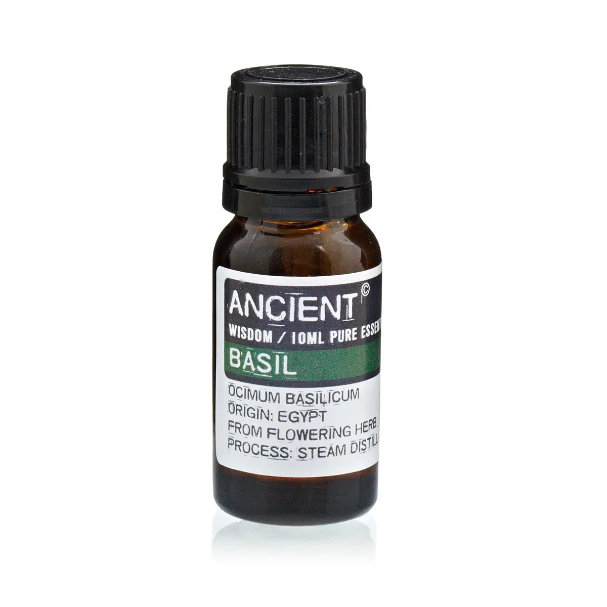 Basil Essential Oil 10ml Amber Glass Bottle with Built-In Drop Reducer – Mental Clarity and Respiratory Support