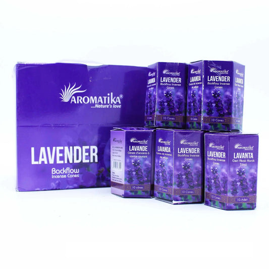 Pack of 10 Masala Backflow Incense - Lavender by Ninja Aromatherapy incense cones for aromatherapy.