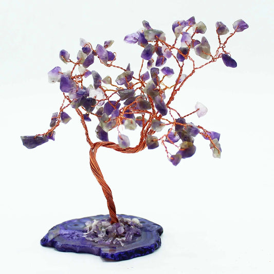 Lrg Gemstone Tree - Amethyst on Natural Agate Base (100 stones) Ninja Aromatherapy