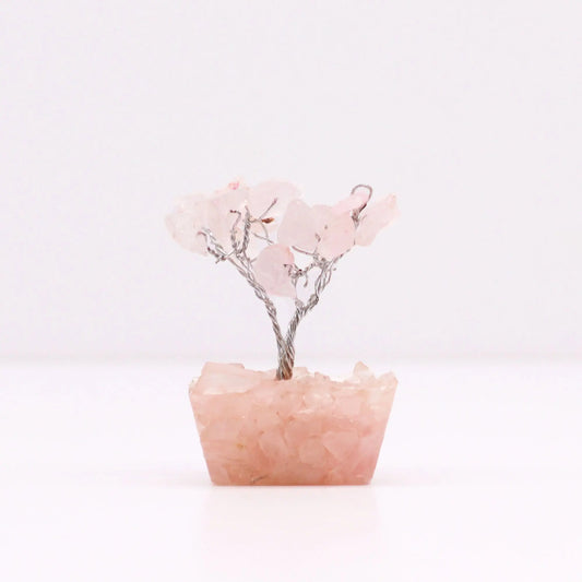 Mini Gemstone Tree On Orgonite Base - Rose Quartz (15 stones) Ninja Aromatherapy