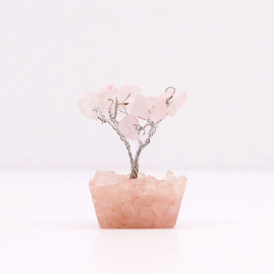 Mini Gemstone Tree On Orgonite Base - Rose Quartz (15 stones) Ninja Aromatherapy