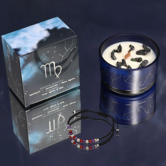 Zodiac Crystal Candle with Gemstone Bracelet - Virgo Zodiac Crystal Candles with Gemstone Bracelet from China with essential