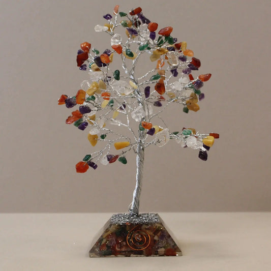 Gemstone Tree with Organite Base - 160 Stone - Multi gemstone tree handmade in India for home decor and healing.