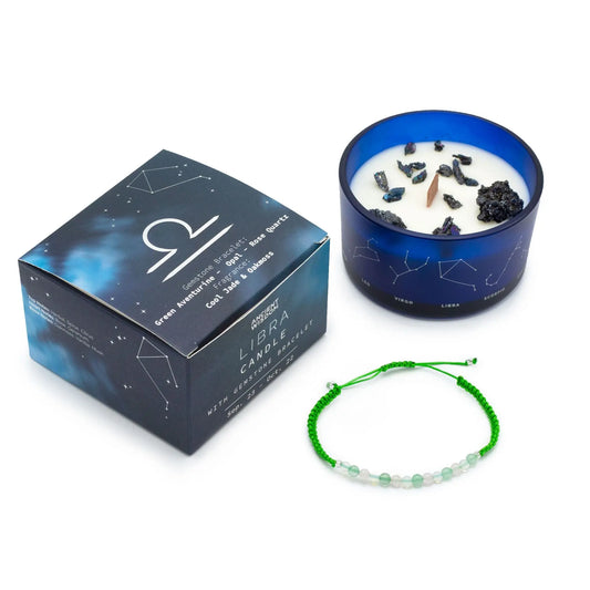 Zodiac Crystal Candle with Gemstone Bracelet - Libra Ninja Aromatherapy