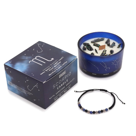 Zodiac Crystal Candle with Gemstone Bracelet - Scorpio Ninja Aromatherapy