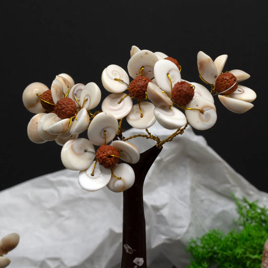 Med Gomati Chakra Circle Stone Tree with Rudraksha - (45 stones) Ninja Aromatherapy