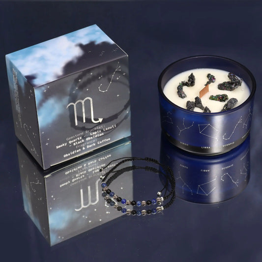 Zodiac Crystal Candle with Gemstone Bracelet - Scorpio Zodiac Crystal Candles with Gemstone Bracelet from China with