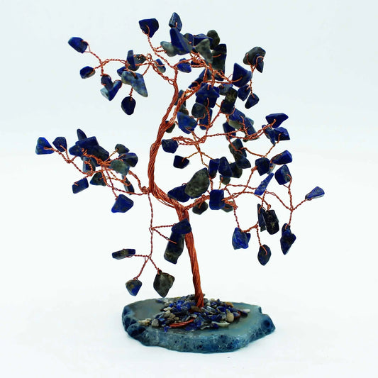 Lrg Gemstone Tree - Sodalite on Blue Agate Base (100 stones) Ninja Aromatherapy