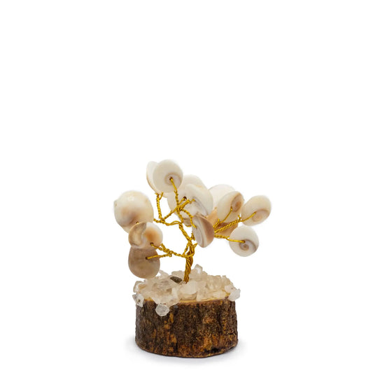 Small Gomati Chakra Circle Stone Tree with Rudraksha - (15 stones) gemstone tree handmade in India for home decor and healing