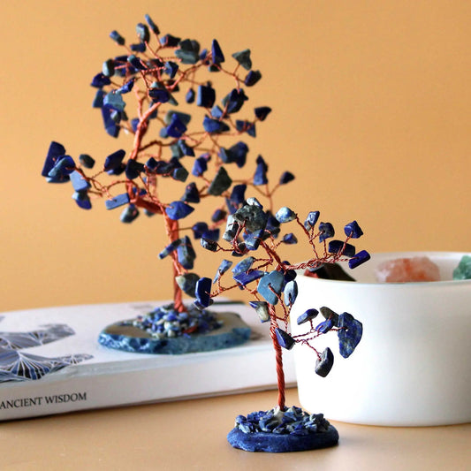 Gemstone Tree - Sodalite on Blue Agate Base (35 stones) Ninja Aromatherapy