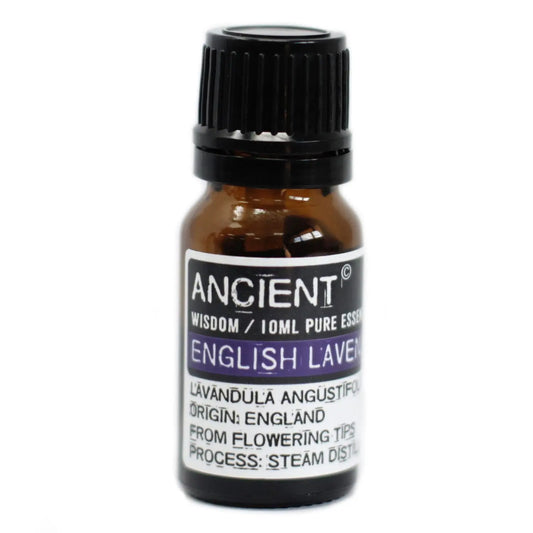 English Lavender Essential Oil 10ml Amber Glass Bottle with Built-In Drop Reducer – Relaxation and Stress Relief