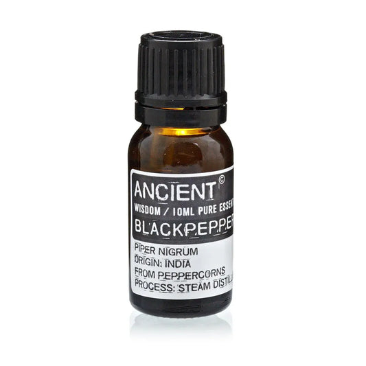 Black Pepper Essential Oil 10ml Amber Glass Bottle with Built-In Drop Reducer – Warming, Energizing and Immune Support