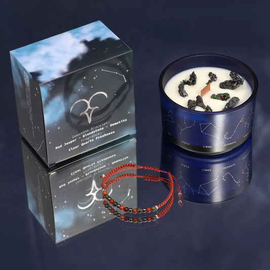 Zodiac Crystal Candle with Gemstone Bracelet - Aries Zodiac Crystal Candles with Gemstone Bracelet from China with essential