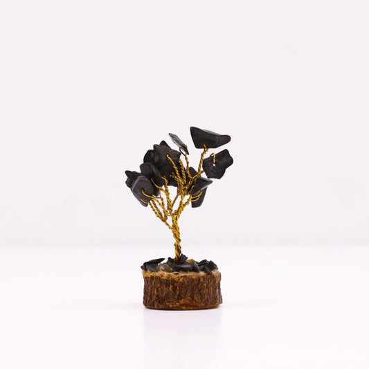 Mini Gemstone Tree On Wood Base - Black Agate (15 stones) Ninja Aromatherapy