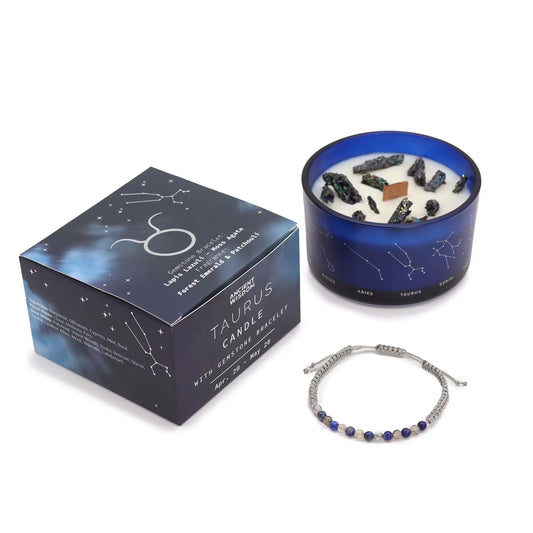 Zodiac Crystal Candle with Gemstone Bracelet - Taurus Ninja Aromatherapy