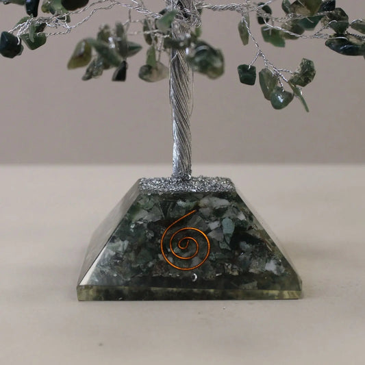 Gemstone Tree with Organite Base - 320 Stone - Moss Agate Ninja Aromatherapy