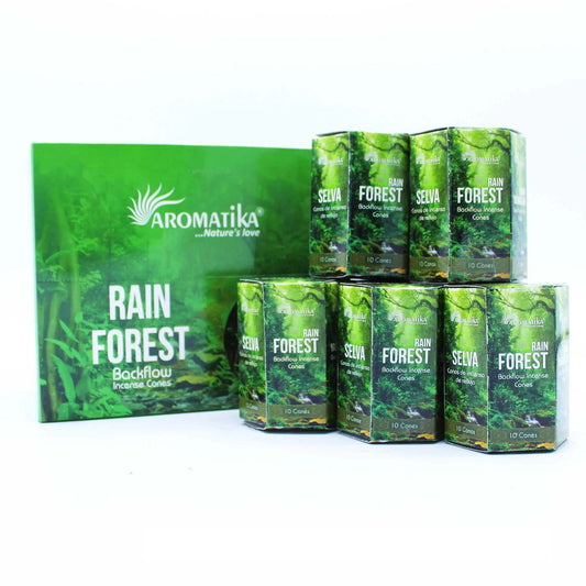 Pack of 10 Masala Backflow Incense - Rain Forest by Ninja Aromatherapy incense cones for aromatherapy.