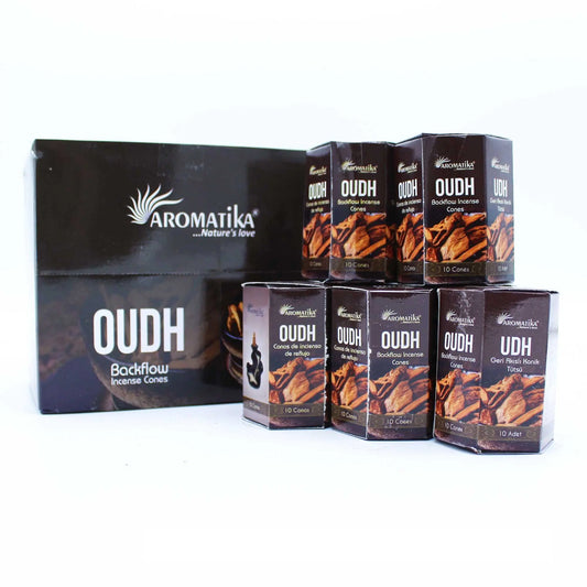 Pack of 10 Masala Backflow Incense - Oudh by Ninja Aromatherapy incense cones for aromatherapy.