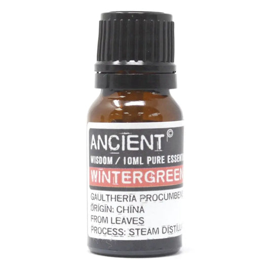 Wintergreen Essential Oil 10ml Amber Glass Bottle with Built-In Drop Reducer – Pain Relief and Refreshing Aroma