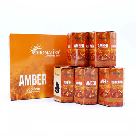 Pack of 10 Masala Backflow Incense - Amber by Ninja Aromatherapy incense cones for aromatherapy.