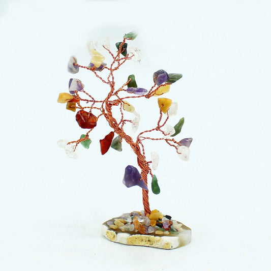 Gemstone Tree - Multi Stones on Natural Agate Base (35 stones) Ninja Aromatherapy