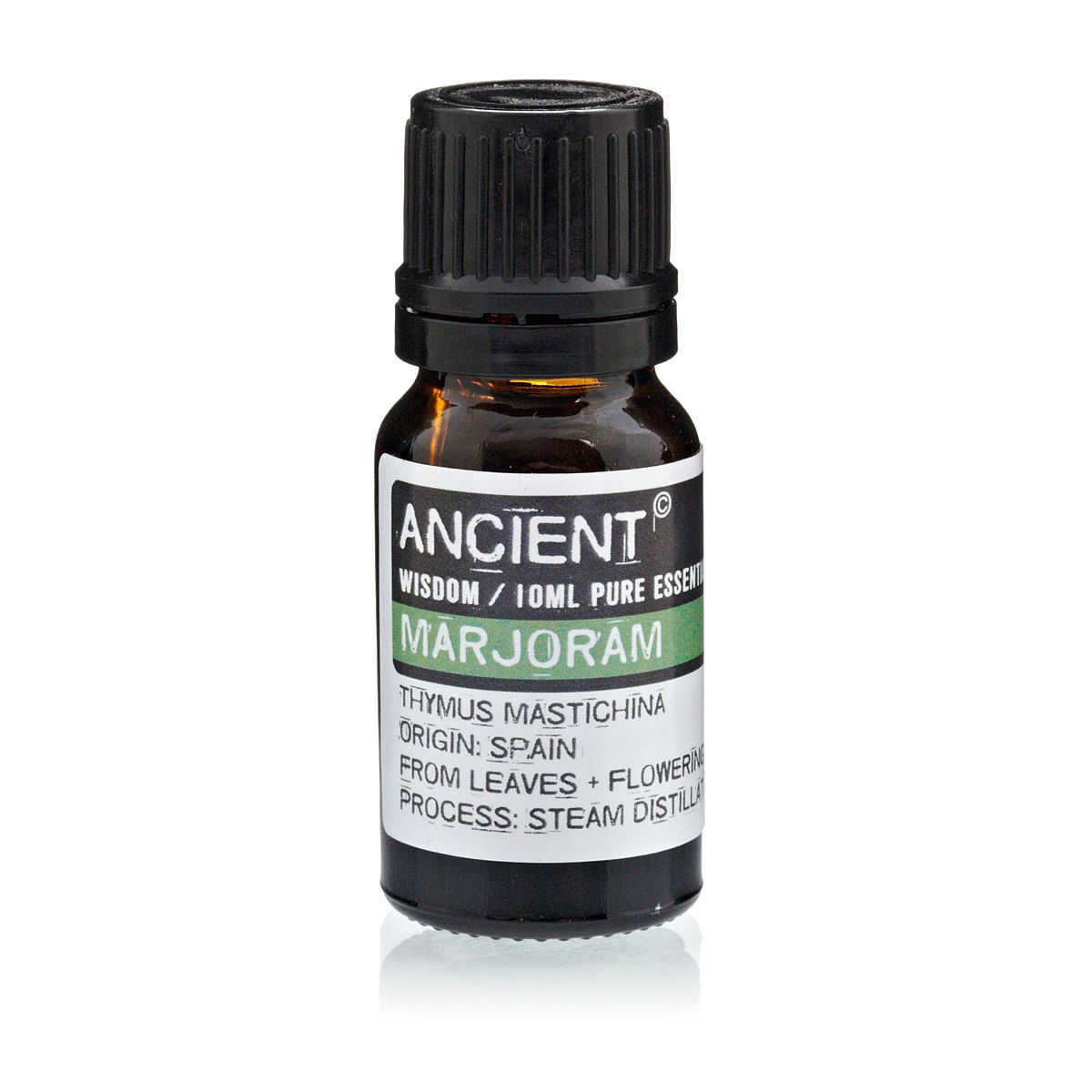 Marjoram Spanish Essential Oil 10ml Amber Glass Bottle with Built-In Drop Reducer – Respiratory and Stress Relief