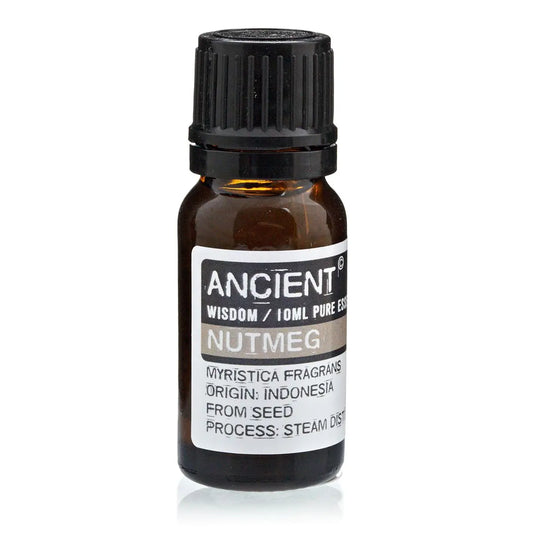Nutmeg Essential Oil 10ml Amber Glass Bottle with Built-In Drop Reducer – Warming, Digestive and Pain Relief