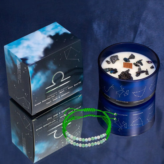 Zodiac Crystal Candle with Gemstone Bracelet - Libra Zodiac Crystal Candles with Gemstone Bracelet from China with essential