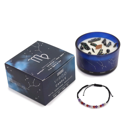 Zodiac Crystal Candle with Gemstone Bracelet - Virgo Ninja Aromatherapy