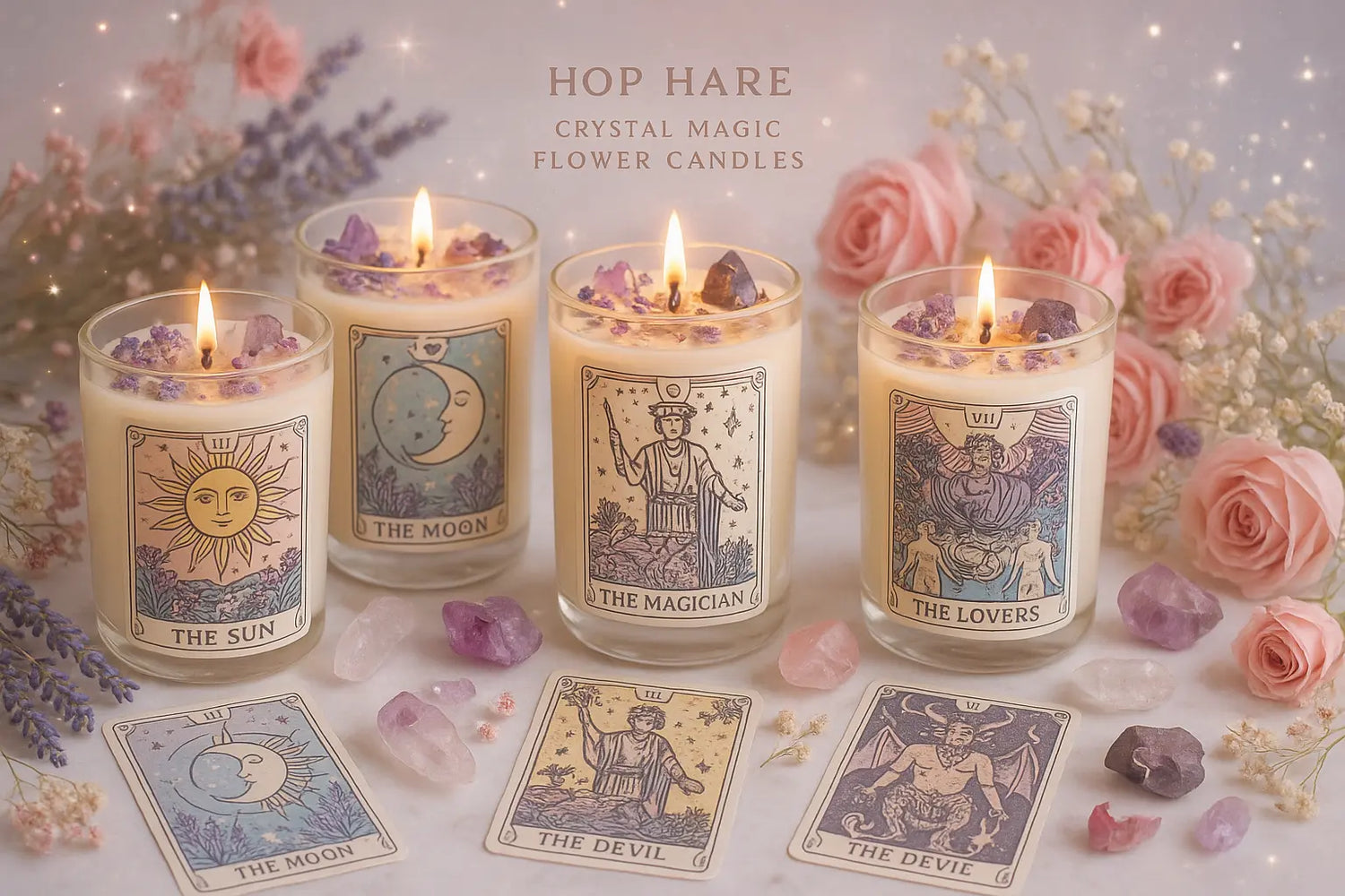 Hop Hare Crystal Magic Flower Candles - Ninja Aromatherapy