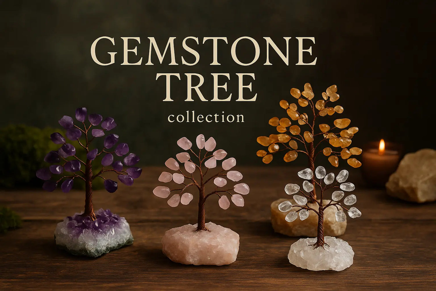 Handcrafted gemstone trees and crystal decor for spiritual home decoration