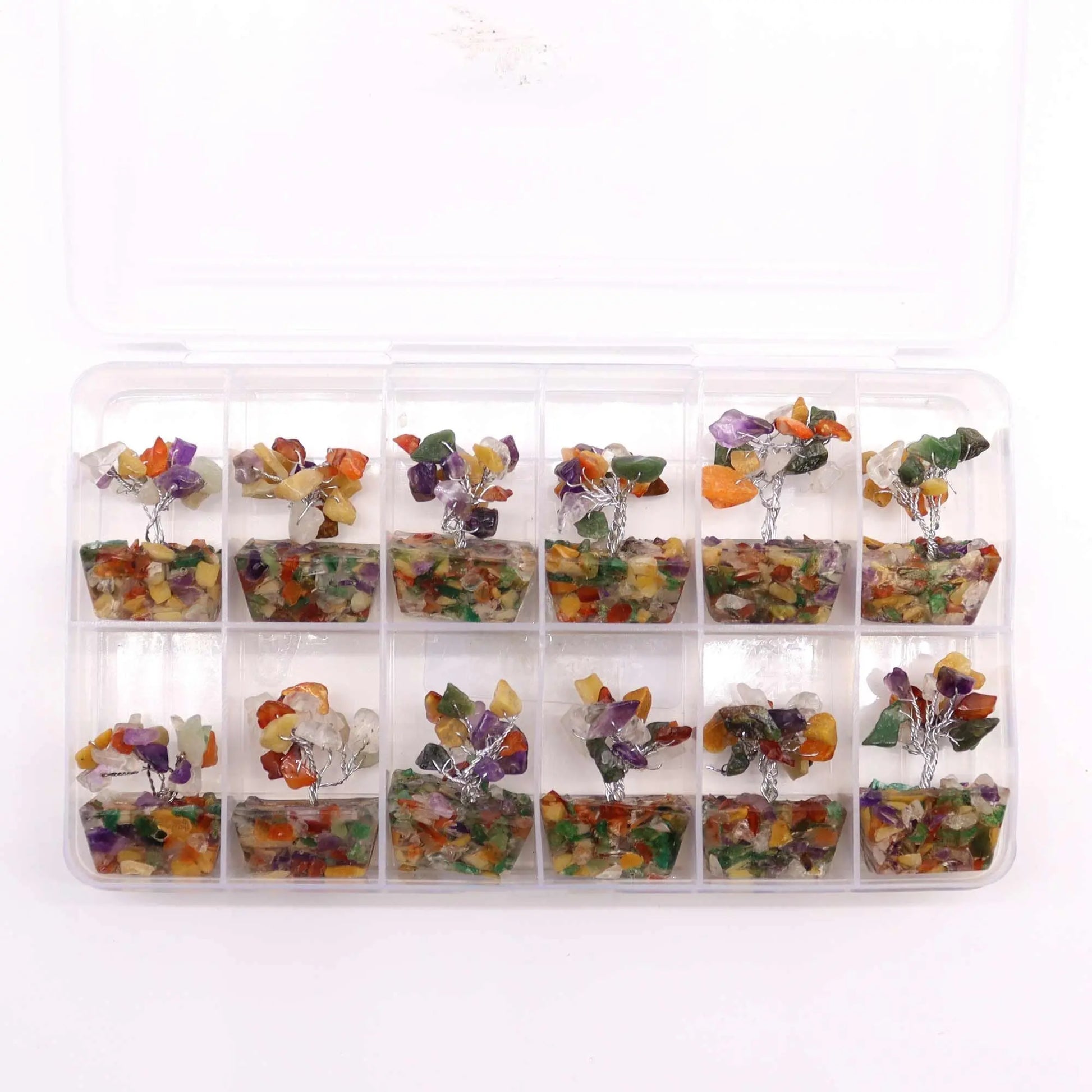 Mini Gemstone Tree on Orgonite Base - Multi Stones (15 stones) Ninja Aromatherapy