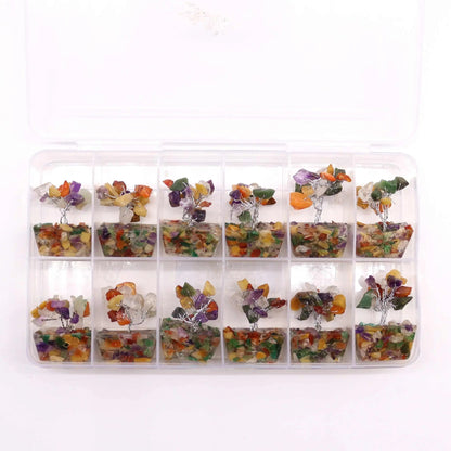 Mini Gemstone Tree on Orgonite Base - Multi Stones (15 stones) Ninja Aromatherapy