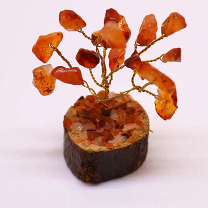 Mini Gemstone Tree On Wood Base - Carnelian (15 stones) Ninja Aromatherapy
