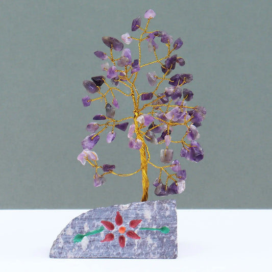Amethyst - 80 Stone gemstone tree handmade in India for home decor and healing.