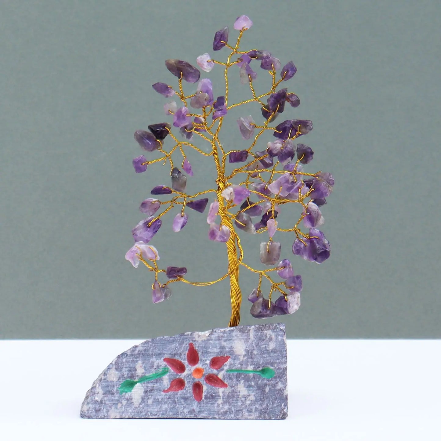 Amethyst - 80 Stone gemstone tree handmade in India for home decor and healing.
