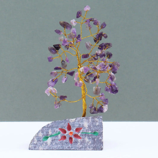 Amethyst - 80 Stone gemstone tree handmade in India for home decor and healing.