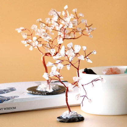 Gemstone Tree - Rock Quartz on Black Agate Base (35 stones) Ninja Aromatherapy